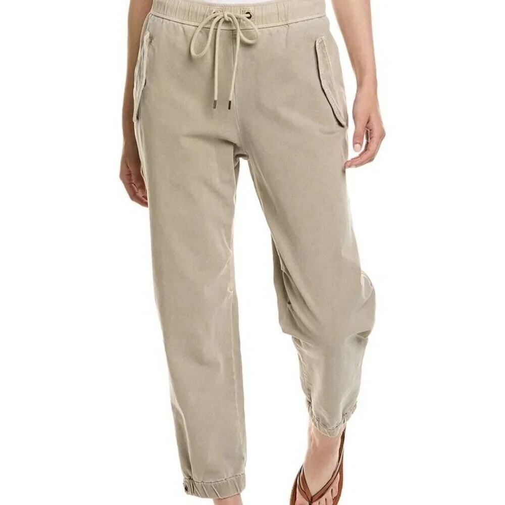 James Perse Womens Terry Flight Pant Jogger Cropped Cotton Hemp Medium Beige